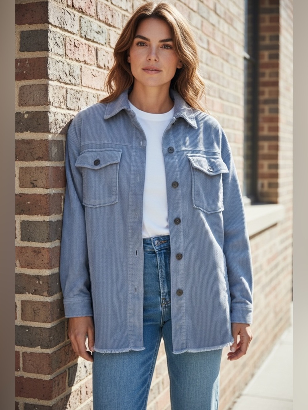 Zara Grey Corduroy Oversized Shacket Jacket